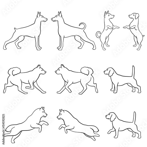 Set of ten dog outlines