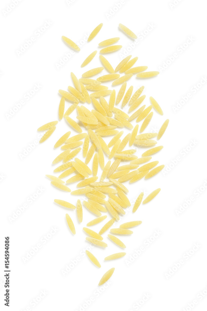 Fototapeta premium Orzo or Risoni Pasta on White Background