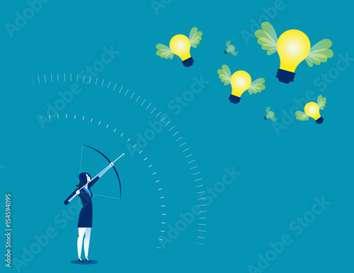 Businesswoman catching ideas. Concept business ideas vector illustration.