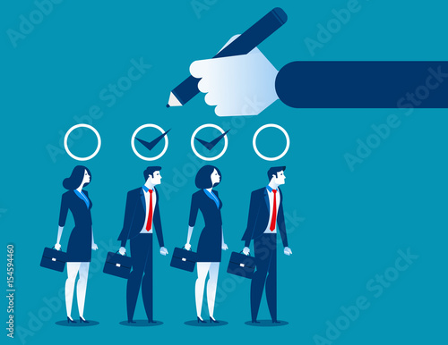 Business manager hand selection team appropriate candidate. Concept business best candidate vector illustration.