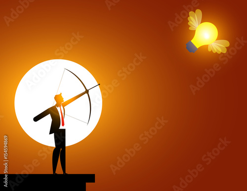 Silhouette businesswoman catching ideas. Concept business ideas vector illustration.