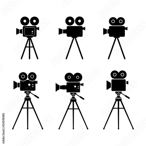 Movie camera vector icons on white background