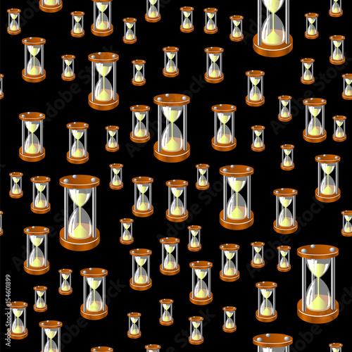 Sandclock Seamless Pattern Isolated on Black Background