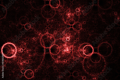 Red electrical bubbles. Abstract fractal design. Isolated on black background.