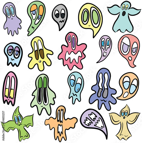 Collection of Cartoon Halloween Ghost Vectors
