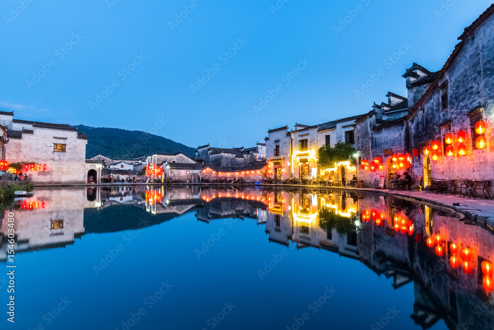 chinese ancient villages at night