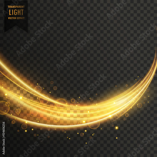 abstract golden transparent light wavy streak with sparkle