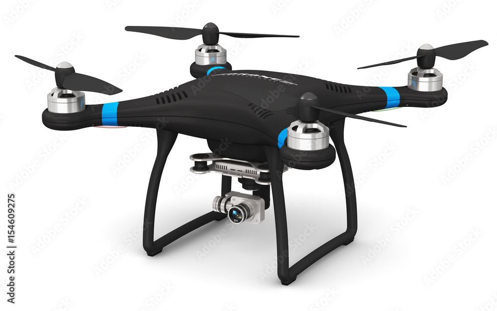 Quadcopter drone with 4K video and photo camera - obrazy, fototapety, plakaty 
