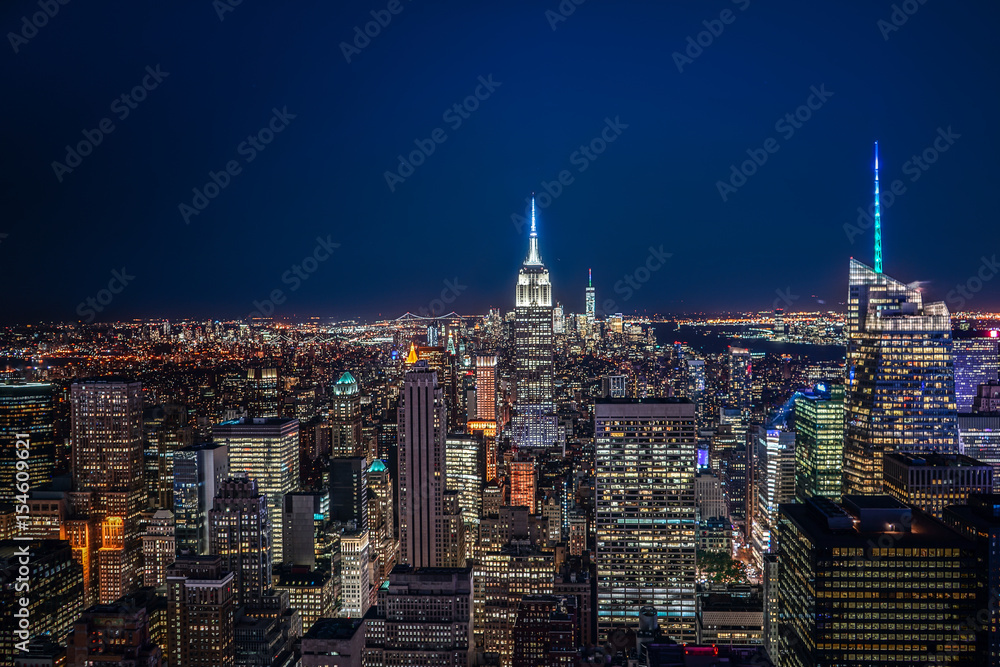 Night skyline of New York