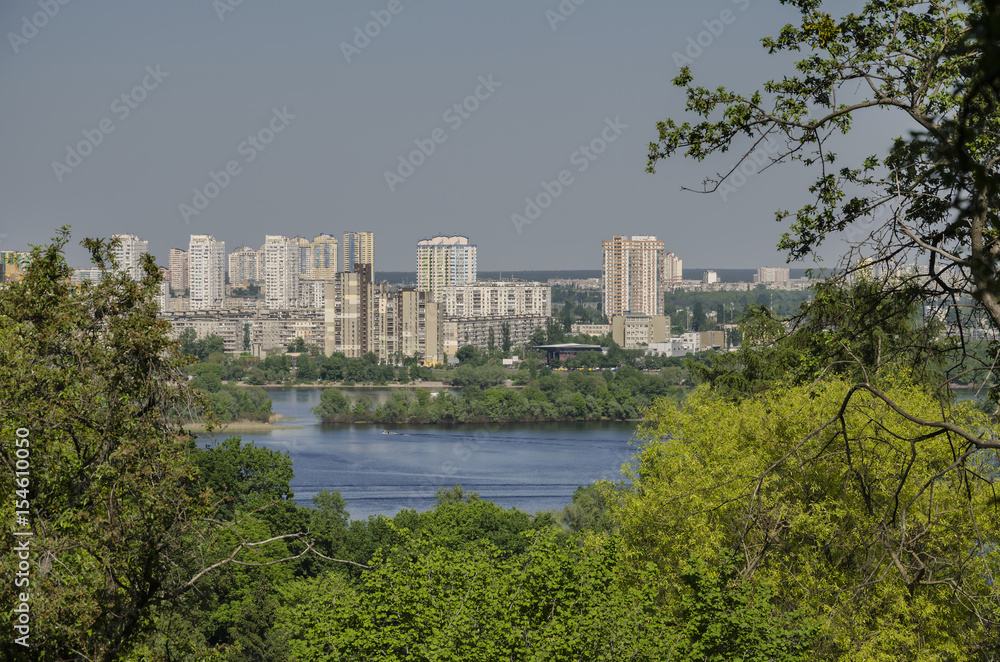 View of the river and a modern city