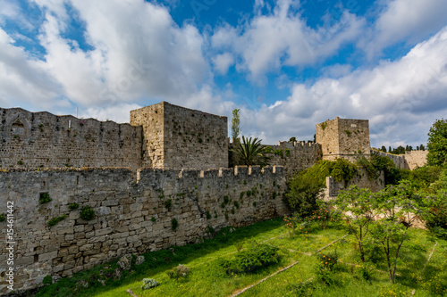 Picturesque walls of the Rhodes old town  close to the Freedom Gate and St Paul s Gate  Rhodes island  Greece