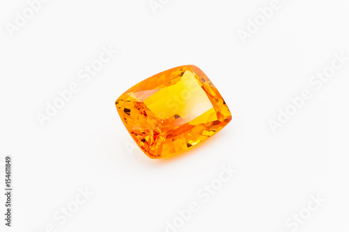 Topas on white background, Yellow topas, Yellow gems, Gem, yellow jewel on the white background