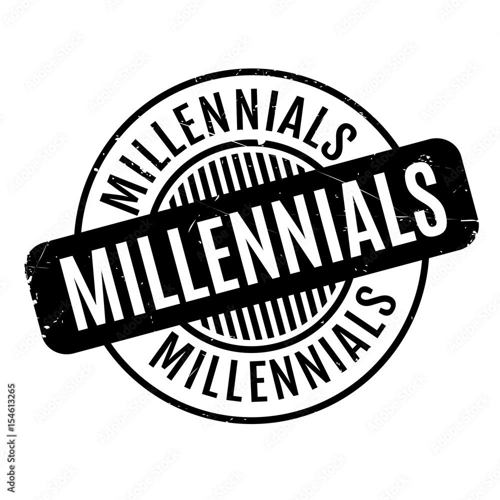 Millennials rubber stamp. Grunge design with dust scratches. Effects can be easily removed for a clean, crisp look. Color is easily changed.