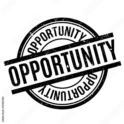 Opportunity rubber stamp. Grunge design with dust scratches. Effects can be easily removed for a clean, crisp look. Color is easily changed.