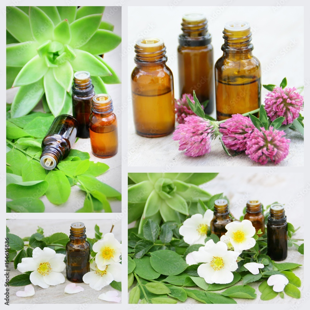 composition ,d'huiles essentielles florale et végétale