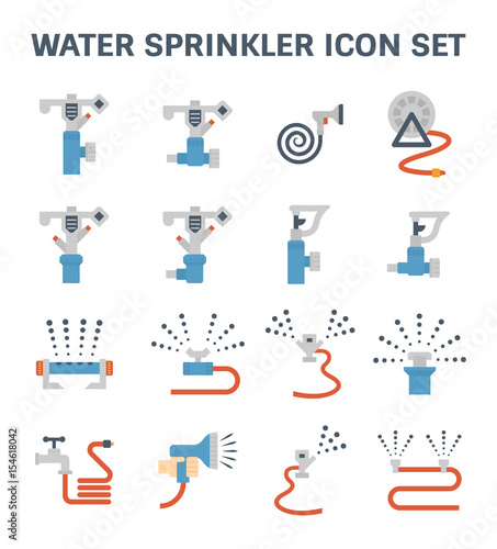 Automatic water sprinkler and irrigation system for garden and lawn.