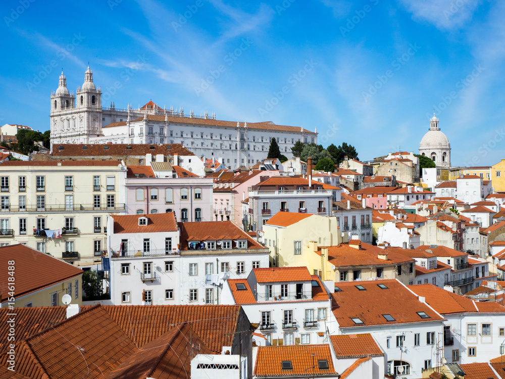 Lisbon, Portugal town skyline at the Alfama