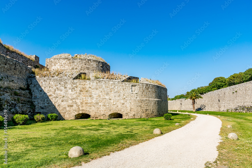 Post of Italy (Del Carretto Bastion), one of the sections of the Rhodes old town walls, Rhodes island, Greece