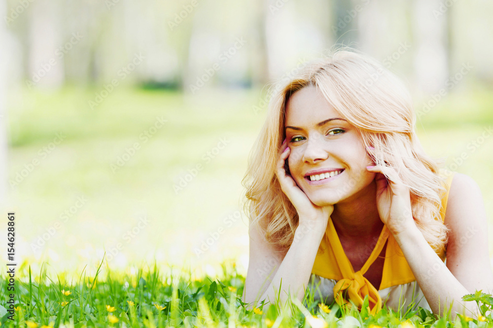 Young woman on grass Young woman on grass