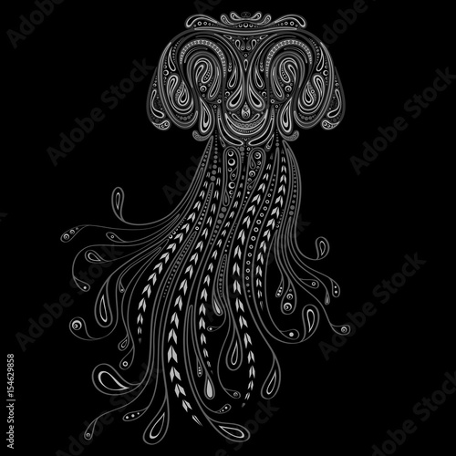 Abstract jellyfish vector patterns on a black background