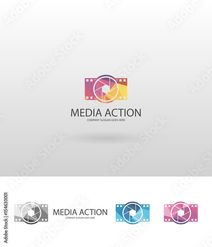 Media logo. Polygonal camera logo