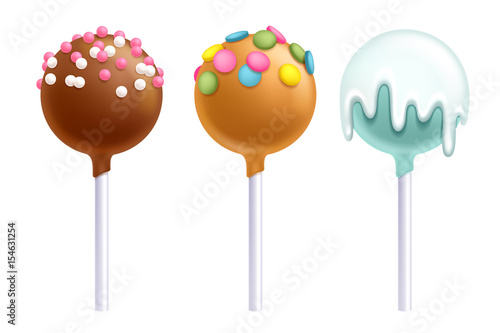 Lollipops cake pops set vector illustration.