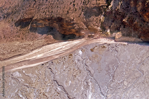 Kali Gandaki River in the valley of Upper Mustang in Nepal from the plane