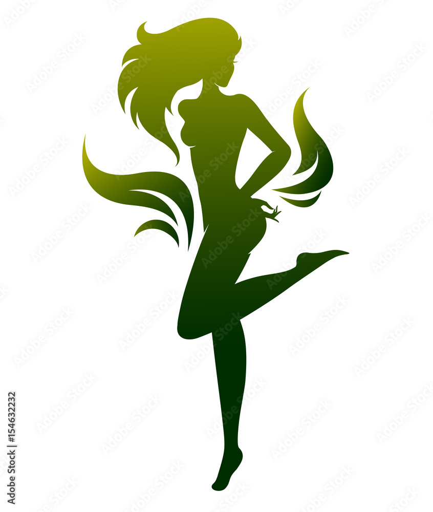 green shape of beautiful woman icon cosmetic and spa, logo women on white background, vector green shape of beautiful woman icon cosmetic and spa, logo women on white background, vector