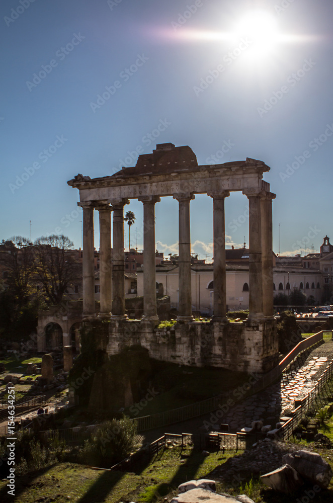 Temple of Saturn, Roman Forum in Rome, Italy