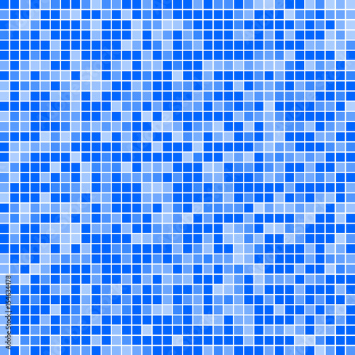 banner blue squares with transparency. poster abstract tiles. white background. halftone effect. vector illustration.