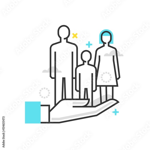 Color box icon, family protection illustration, icon