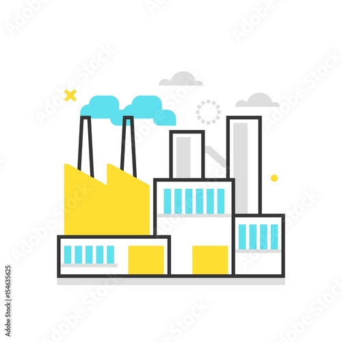 Color box icon, factory building illustration, icon