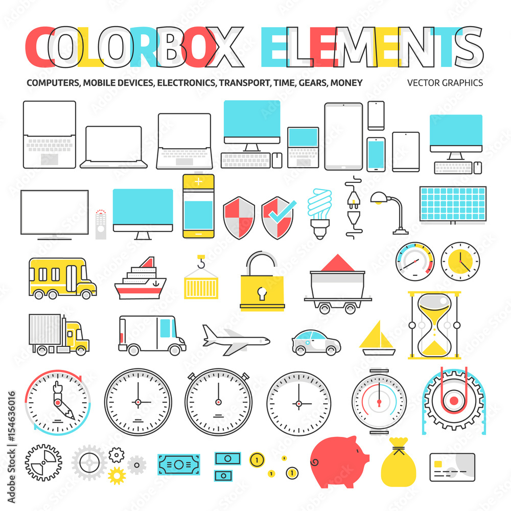 Color box icons, elements graphics. Color box icons, elements graphics.
