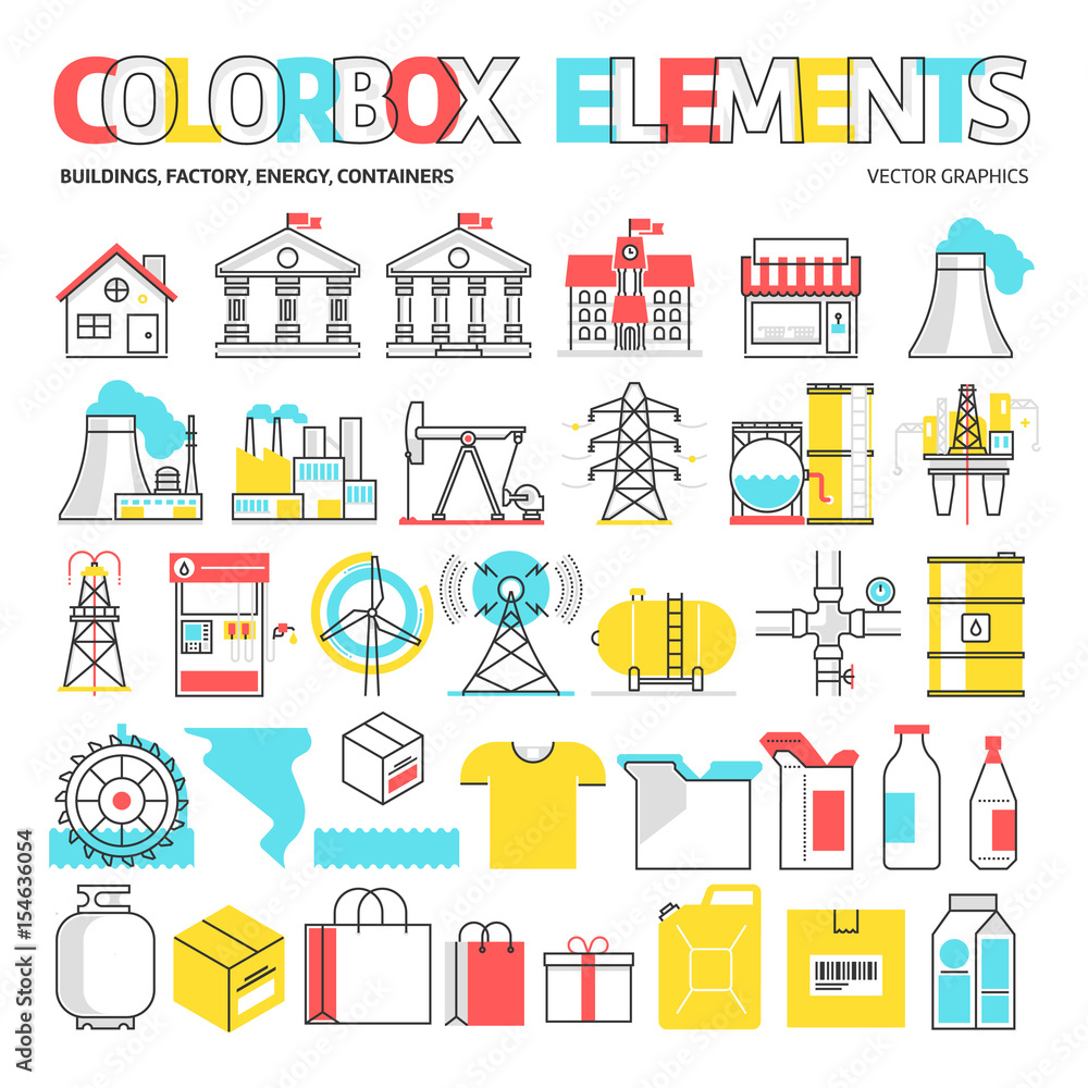 Color box icons, elements graphics.