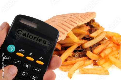 Calcul des calories d'un kebab frites  photo