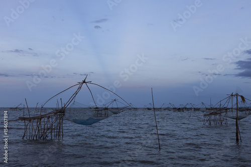 Thai style fishing trap in Pak Pra Village at Phatthalung province Thailand