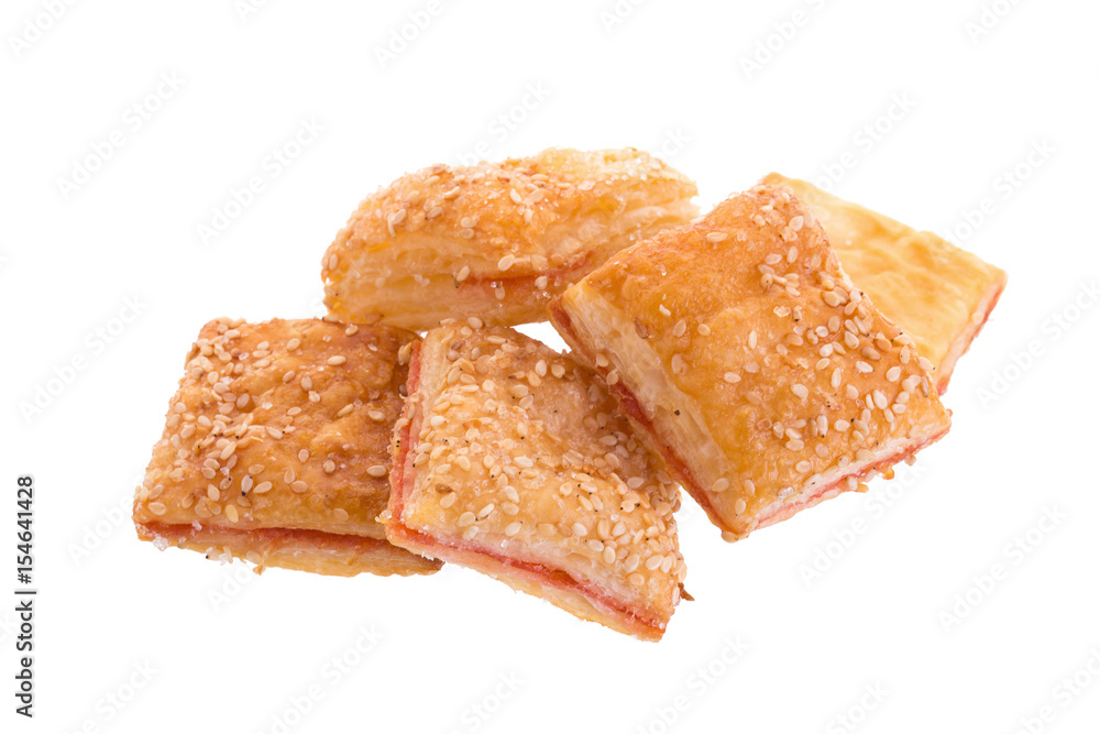 Crispy Strawberry pie isolated on white background Crispy Strawberry pie isolated on white background