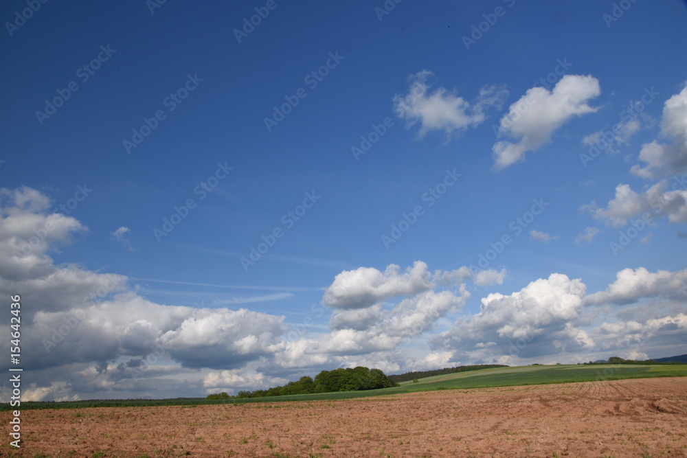 Cumulus Wolken über Felder 