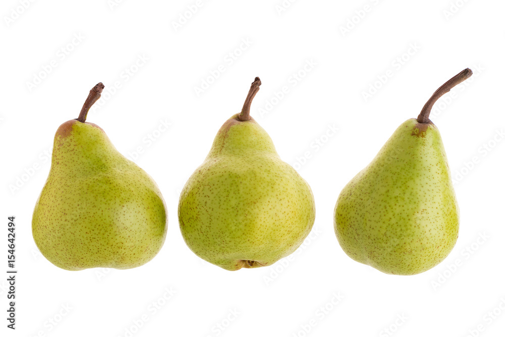 Ripe green pears isolated on a white background Ripe green pears isolated on a white background