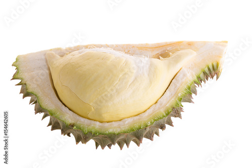 Fresh Cut Durian on a white background photo