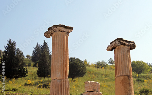 Columns of an ancient temple in Ephesus in Turkey