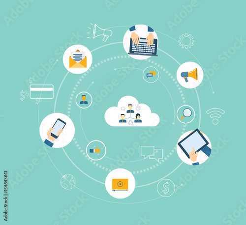 business working collaboration online  concept and online marketing concept