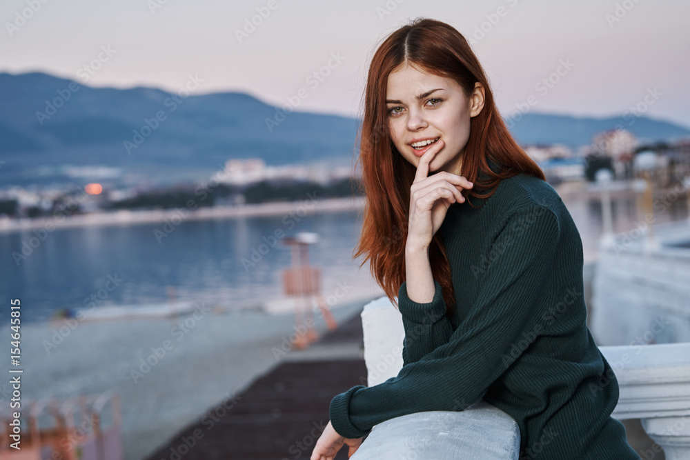 young woman resting on nature, beach, travel young woman resting on nature, beach, travel