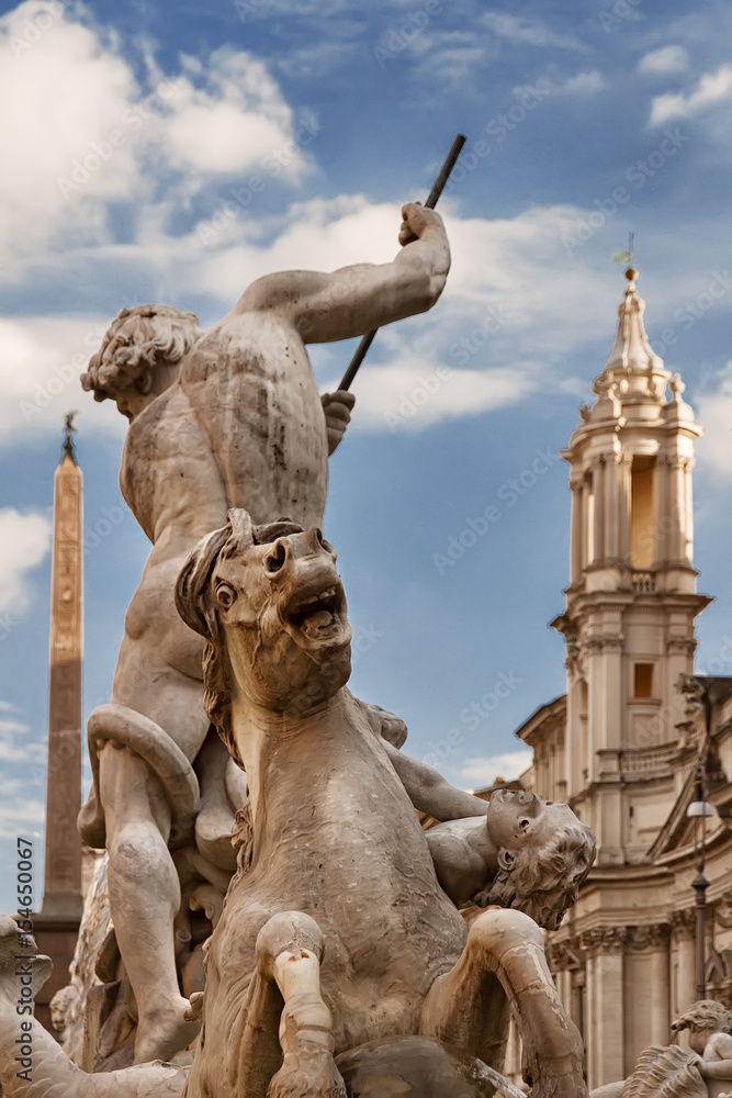 Fototapeta premium Fountain of Neptune in Piazza Navona, Rome, Italy