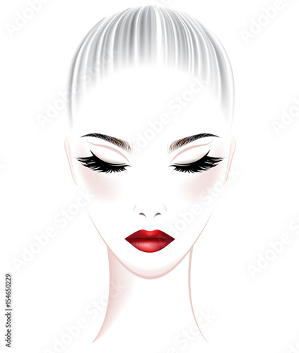 women hair style and make up face on white background, vector