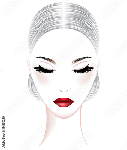 women hair style and make up face on white background  vector