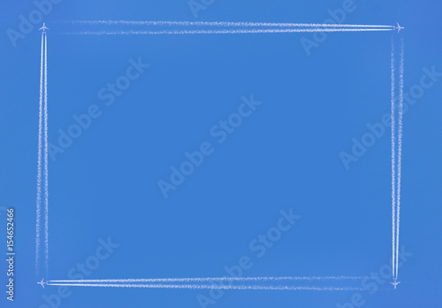 contrail airplanes formation rectangular border