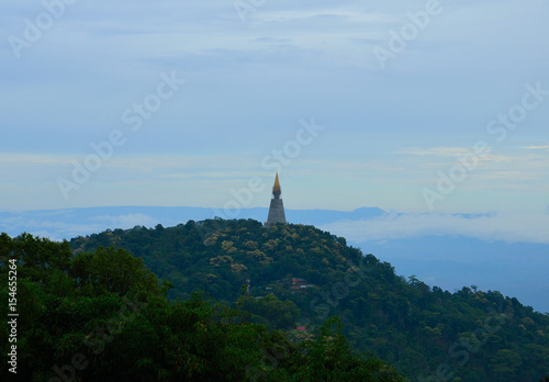 white pagoda at the top of Phu Tub Berk Mountain in Thailand