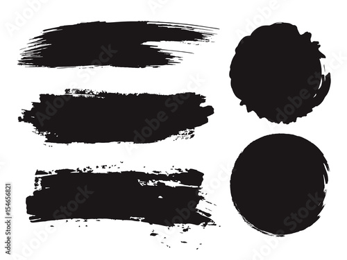 Large grunge elements set. Brush strokes, banners, borders, splashes splatters. Vector illustration.