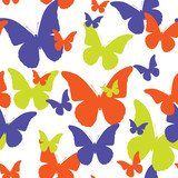 Seamless pattern of butterflies of different color. 